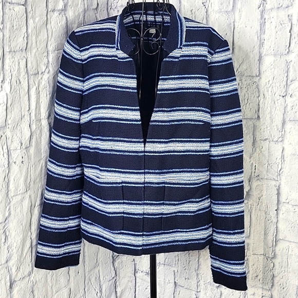 TOMMY HILFIGER Blue Striped Blazer Jacket Size 14 - Picture 1 of 6